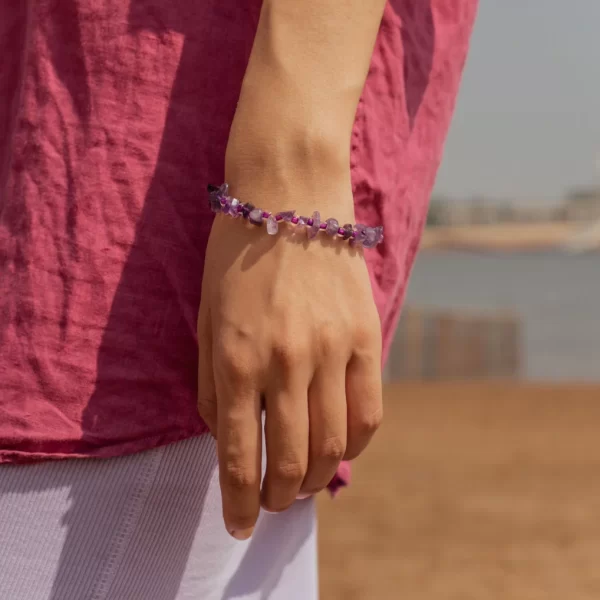 purple crystal beaded bracelet for women