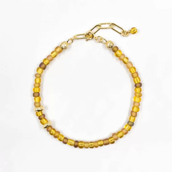 yellow glass seed bead bracelet for women