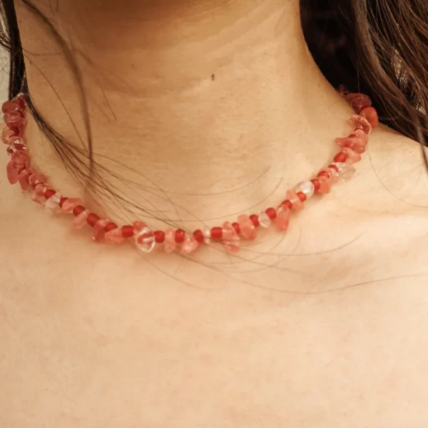 red crystal beaded necklace for women