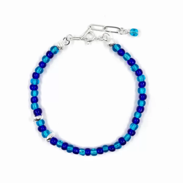 blue glass seed beads bracelet for women