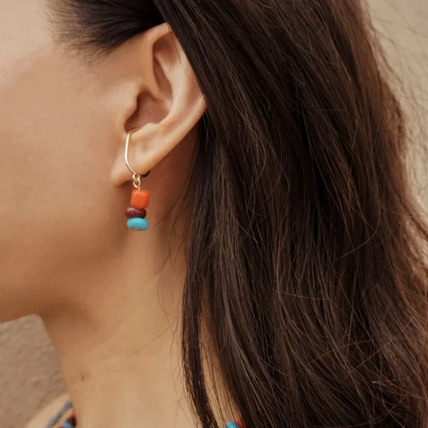 brown blue orange bead ear cuffs no piercing