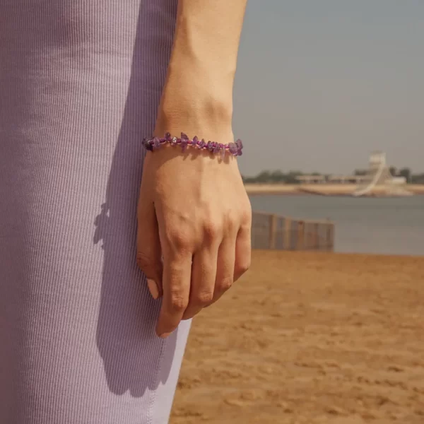 purple crystal beaded bracelet for women