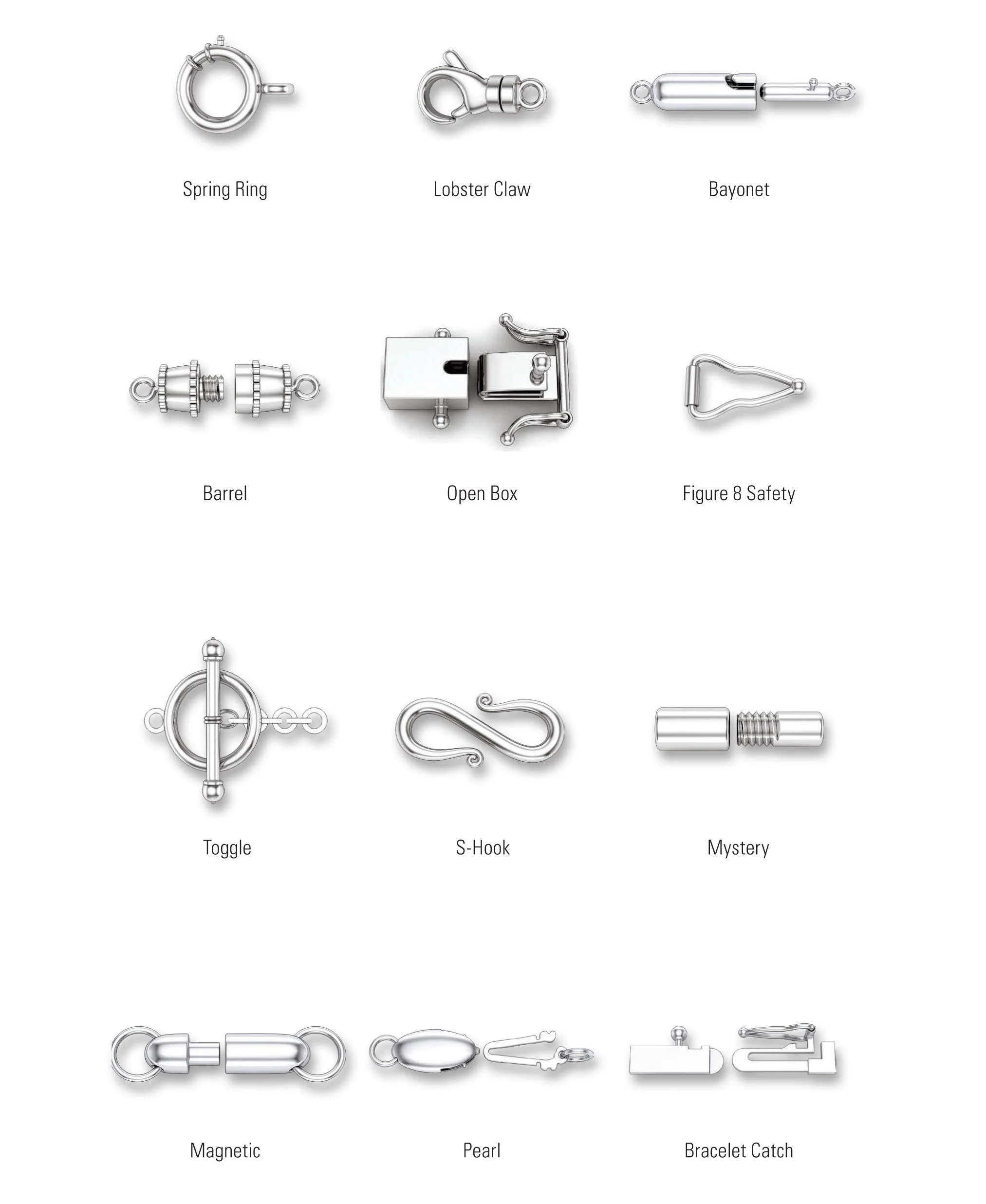 types of bracelet clasps