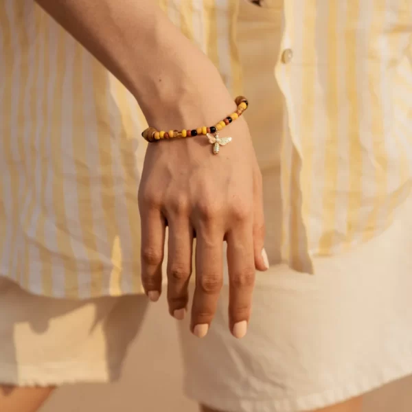brown yellow beaded bracelet