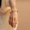 brown yellow beaded bracelet for women