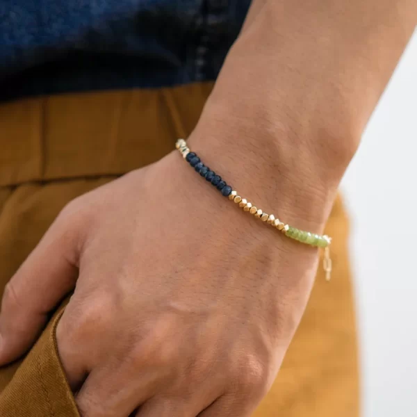 grey blue green bead couple bracelets