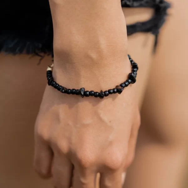 black beaded bracelet