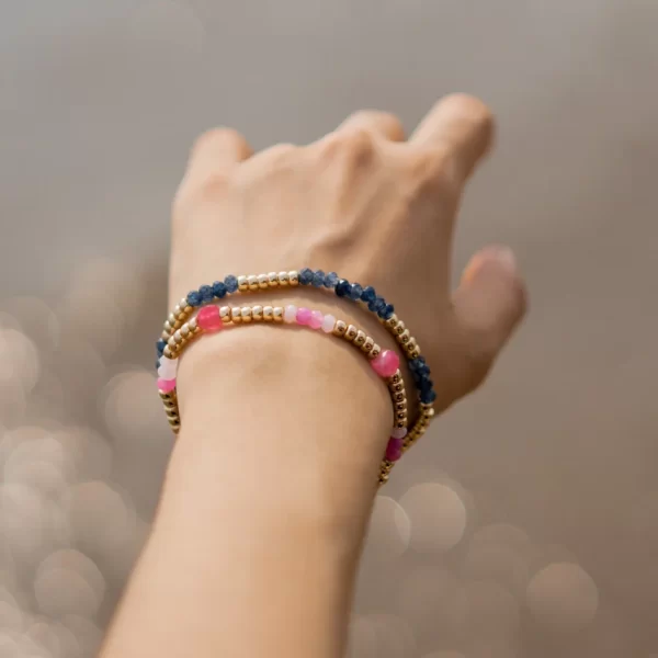 pink and gold-plated beaded couple bracelet for women