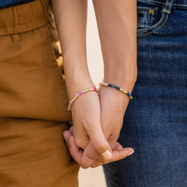 pink and gold-plated beaded couple bracelet for women