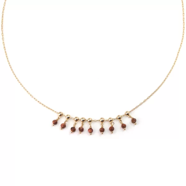 chain necklace with Goldstone beads for women