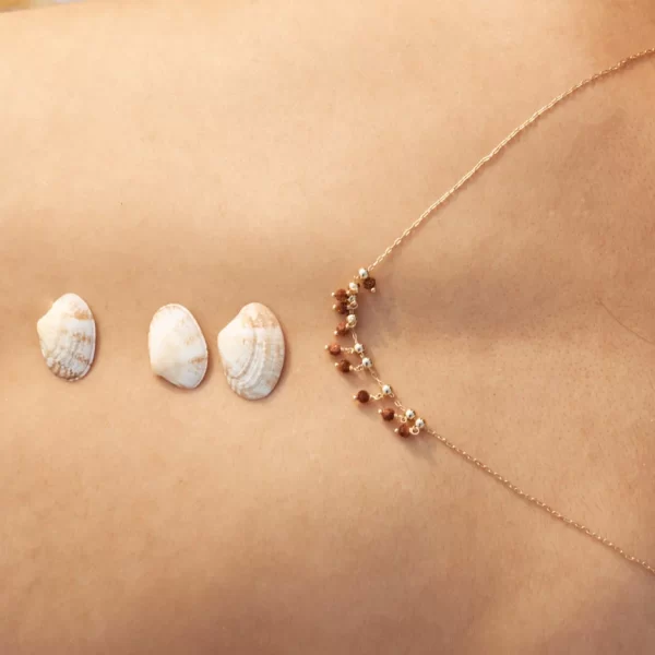 chain necklace with Goldstone beads for women