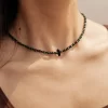 dark green black beaded necklace