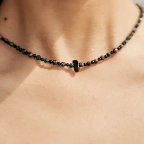 dark green beaded necklace