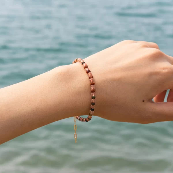 Goldstone beaded bracelet for women