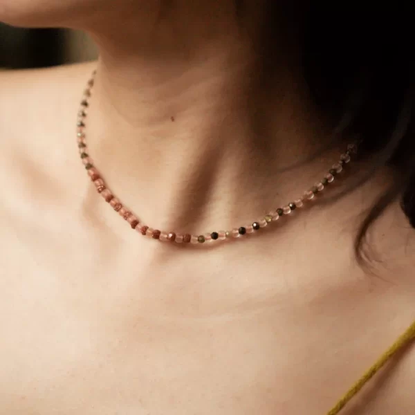 Goldstone beaded necklace for women