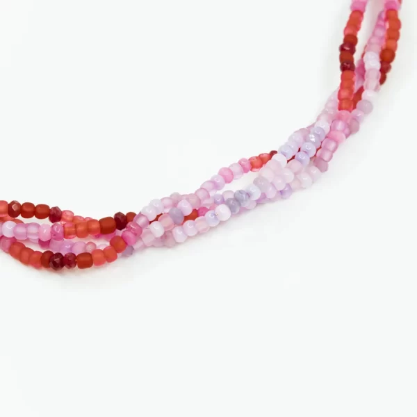 pink purple beaded multi strand necklace for women