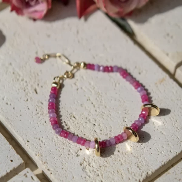 pink purple seed bead bracelet for women