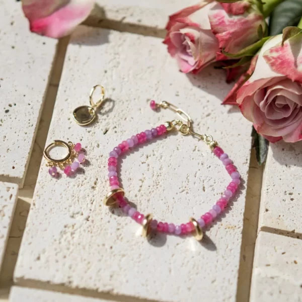 pink purple seed bead earrings