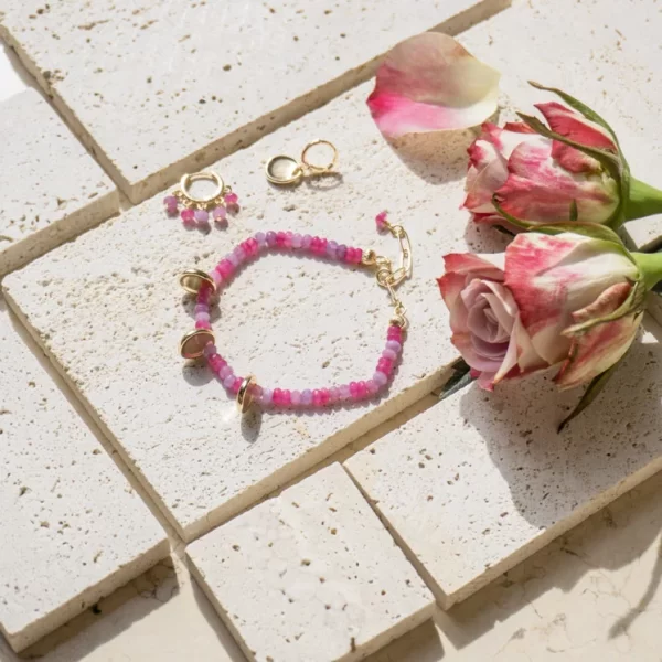 pink purple seed bead bracelet for women