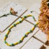 yellow green glass beads necklace for women