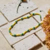 yellow green glass beads necklace for women