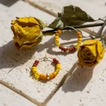 brown yellow orange glass bead hoop earrings