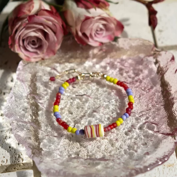 summer red yellow blue bead bracelet for women