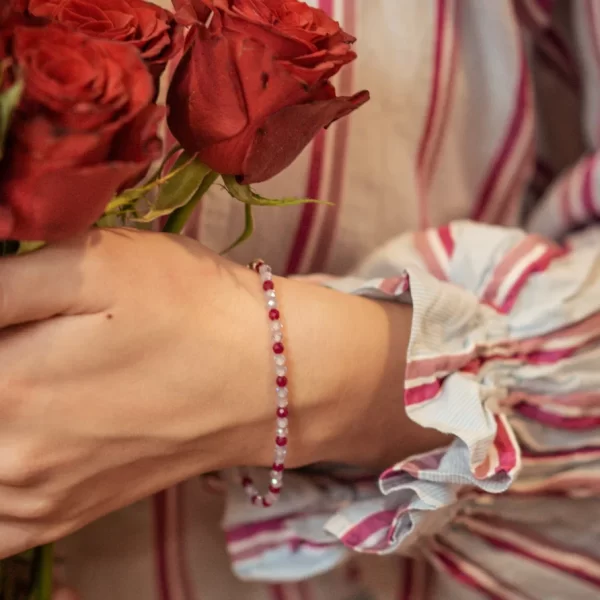 purple small beaded stacking bracelet for women