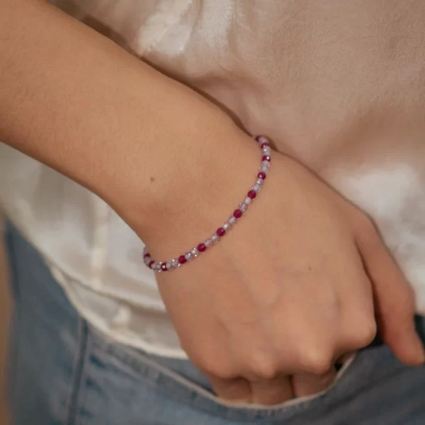 purple small beaded stacking bracelet for women