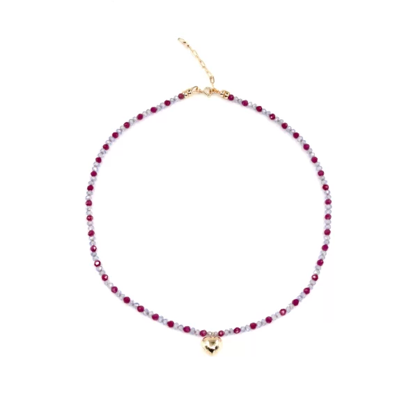 purple small beaded pendant necklace for women