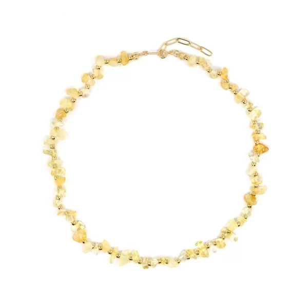 yellow crystal beaded necklace for women