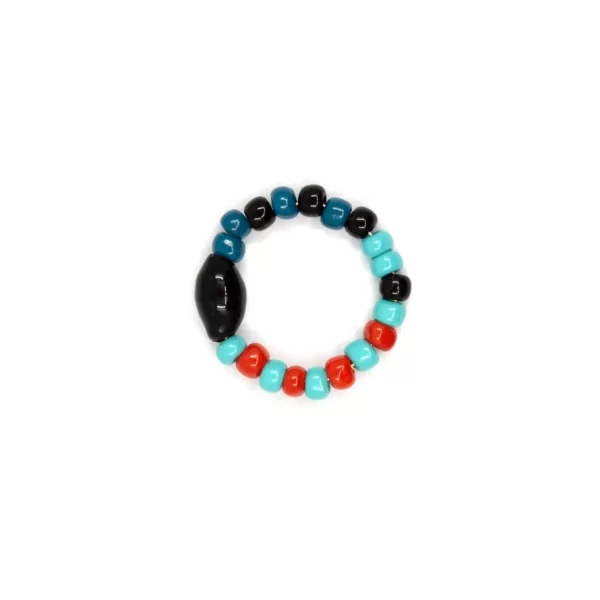 black blue red glass bead ring for women