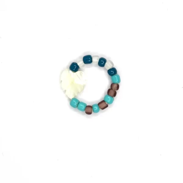 blue white brown glass seed bead ring