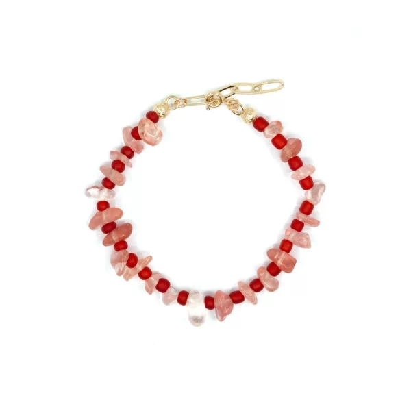 red crystal beaded bracelet for women