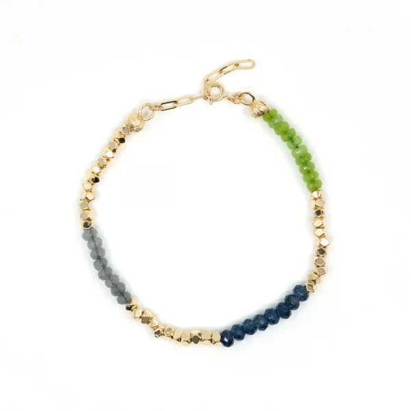 grey blue green bead couple bracelet for women