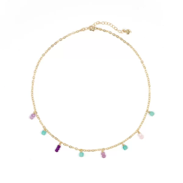 chain necklace with rainbow bead charms for women