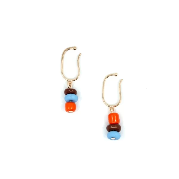 brown blue orange bead ear cuffs no piercing