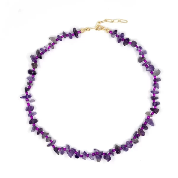 purple crystal beaded necklace for women