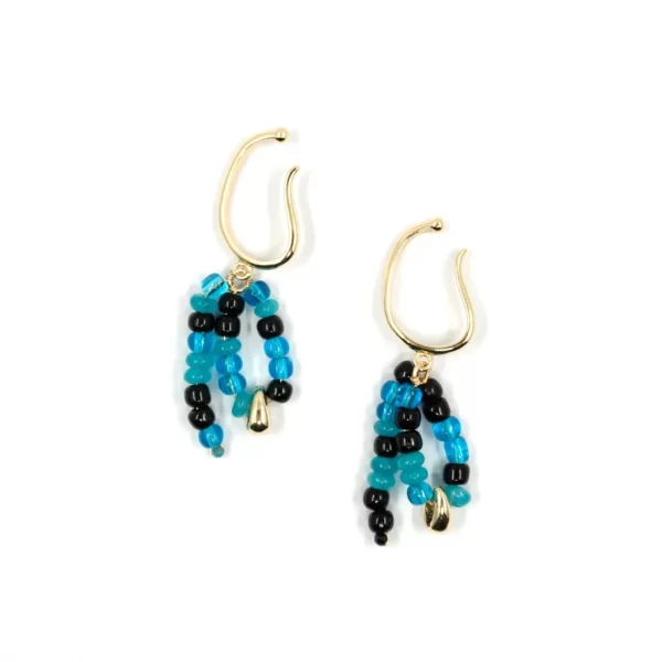 black blue beaded ear cuffs non piercing earrings
