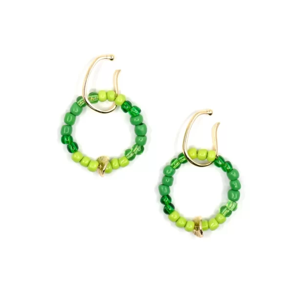 green glass beads ear cuffs non piercing earrings