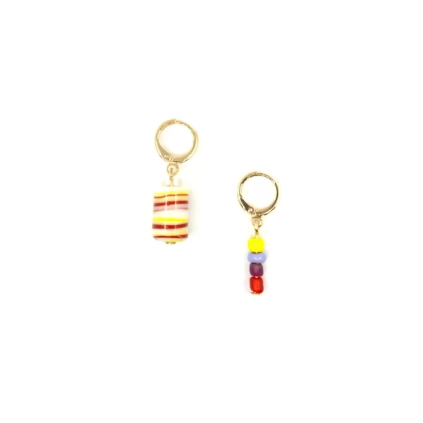 yellow blue red handmade bead earrings
