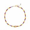 summer red yellow blue seed bead necklace for womensummer red yellow blue seed bead necklace for women