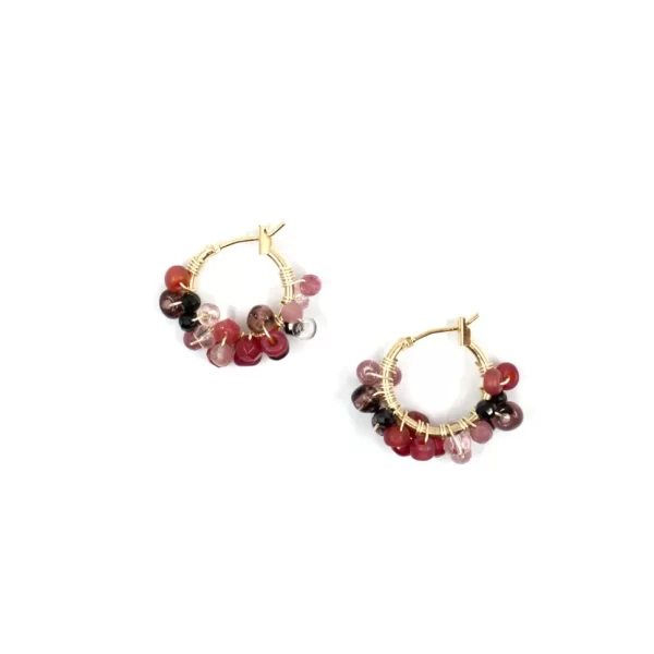 pink black red bead earrings