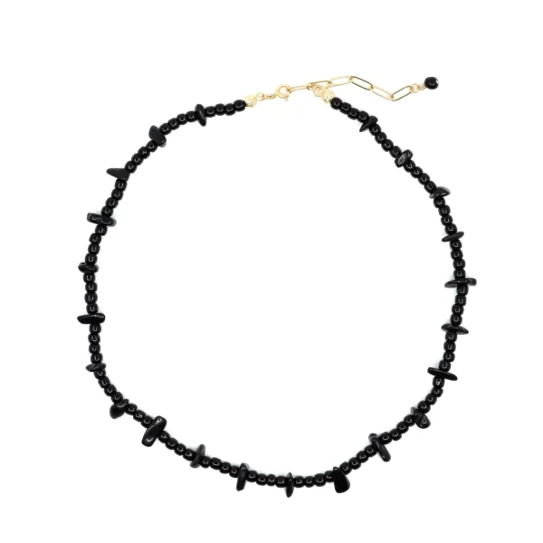 black beaded station necklace