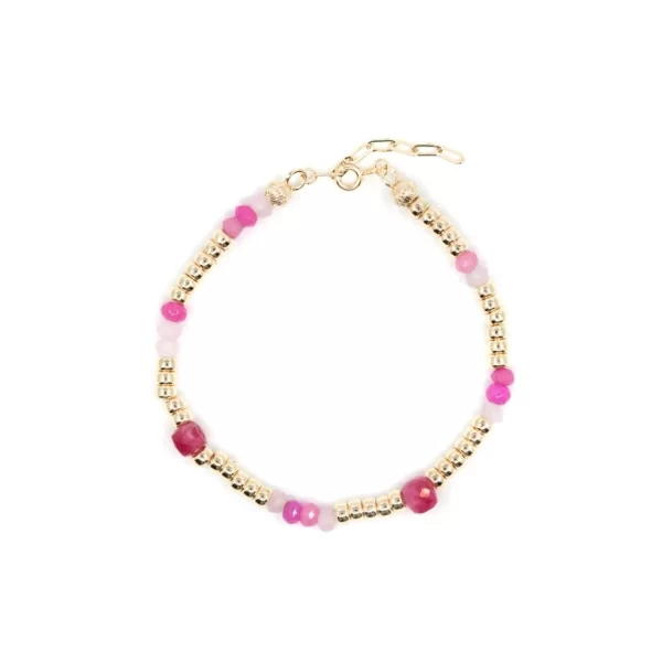 pink and gold-plated beaded couple bracelet for women