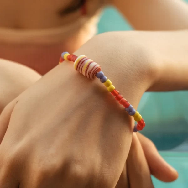 summer red yellow blue bead bracelet for women