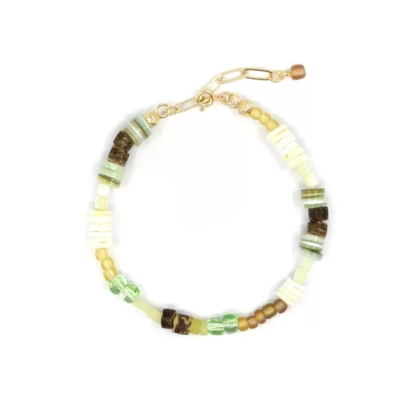 green white brown seed bead bracelet