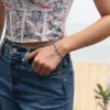 everyday blue dainty tiny bead bracelet for women