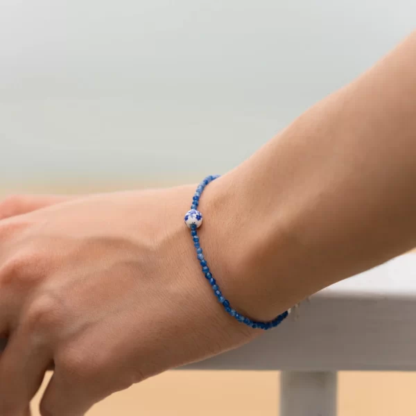 everyday blue dainty tiny bead bracelet for women