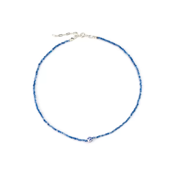 everyday handmade blue tiny beaded necklace for her